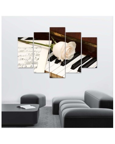Bild auf Leinwand - Rose Klaviernoten | Feeby