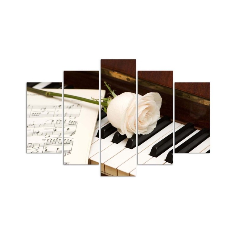 Bild auf Leinwand - Rose Klaviernoten | Feeby