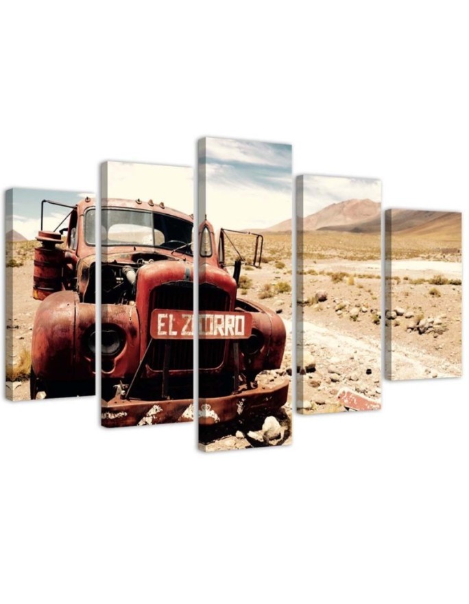 Wandbild für Wohnzimmer - Alte Autowüste | Feeby