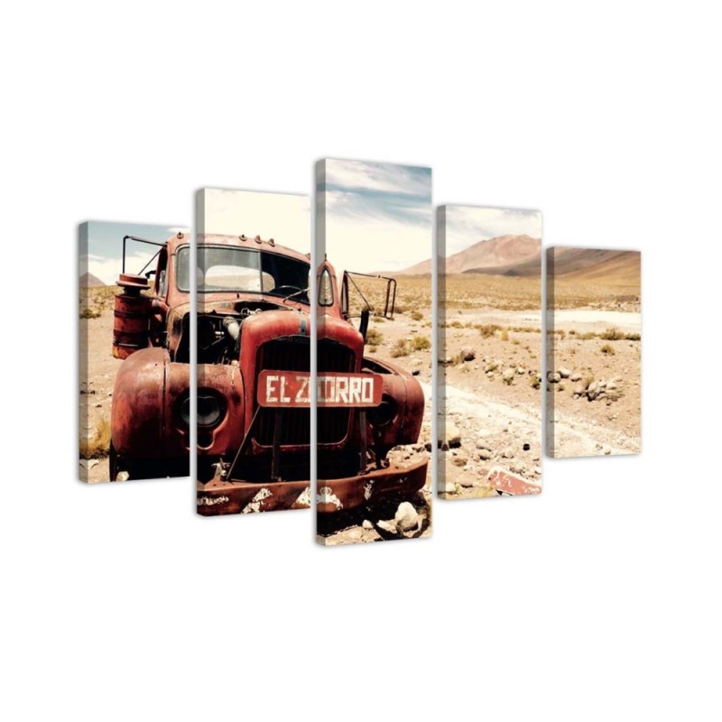 Wandbild für Wohnzimmer - Alte Autowüste | Feeby