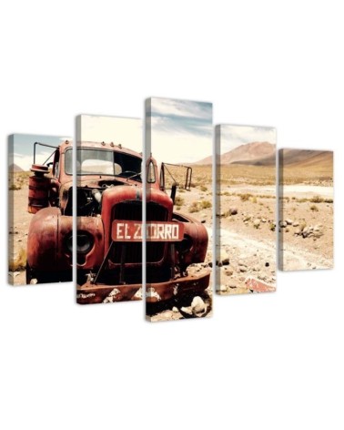 Canvas print for office, study Auto in the desert wall decoration | FEEBY