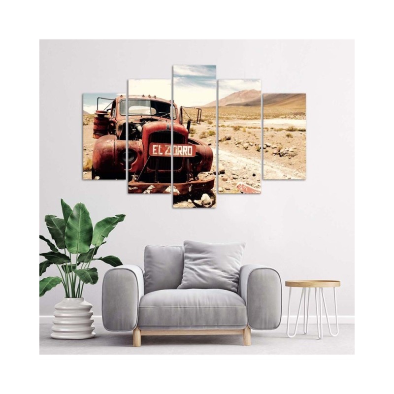 Wandbild für Wohnzimmer - Alte Autowüste | Feeby