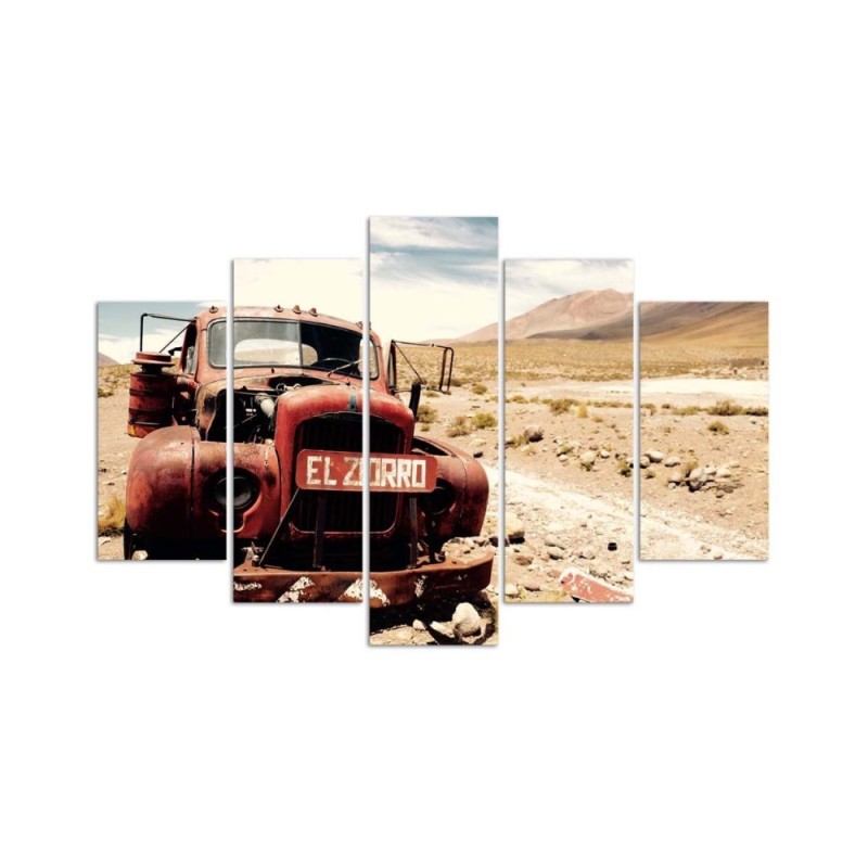 Wandbild für Wohnzimmer - Alte Autowüste | Feeby