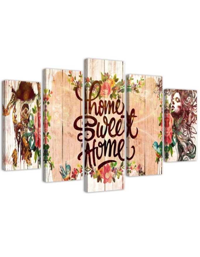Dekoratives Leinwandbild - Home Sweet Home Inschrift | Feeby
