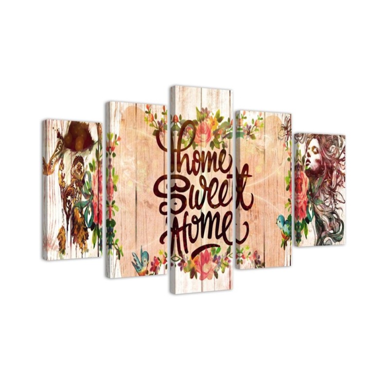 Dekoratives Leinwandbild - Home Sweet Home Inschrift | Feeby
