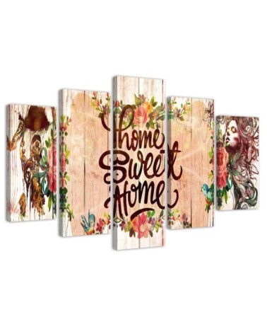 Dekoratives Leinwandbild - Home Sweet Home Inschrift | Feeby