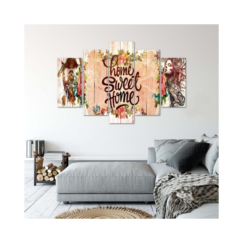 Dekoratives Leinwandbild - Home Sweet Home Inschrift | Feeby