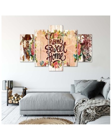 Dekoratives Leinwandbild - Home Sweet Home Inschrift | Feeby