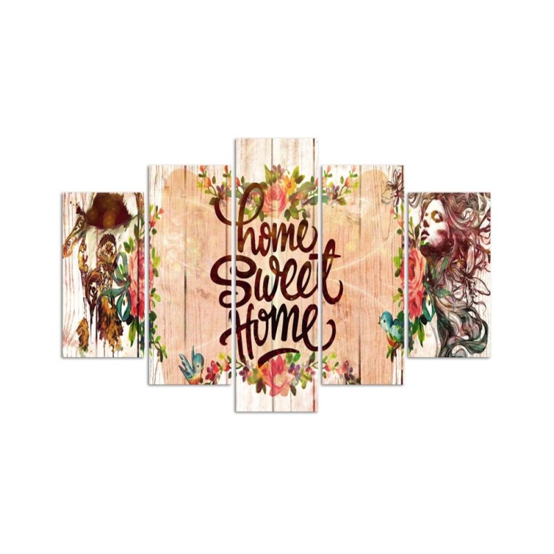Dekoratives Leinwandbild - Home Sweet Home Inschrift | Feeby