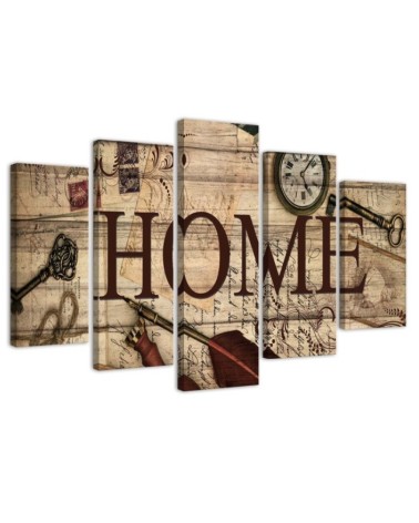 Leinwandbild - Home Retro Brown Aufschrift | Feeby