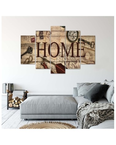 Leinwandbild - Home Retro Brown Aufschrift | Feeby