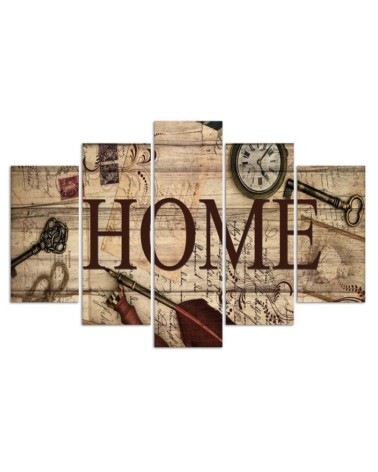 Leinwandbild - Home Retro Brown Aufschrift | Feeby