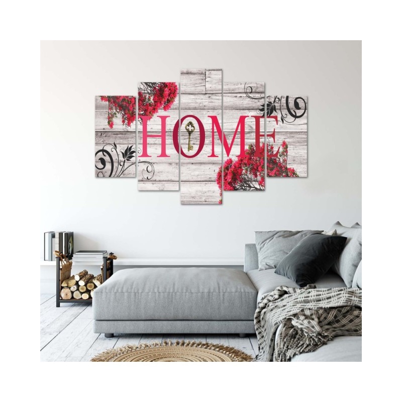 Modernes Wandbild - Home Holz Retro Rot | Feeby