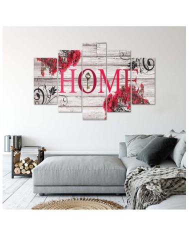 Modernes Wandbild - Home Holz Retro Rot | Feeby