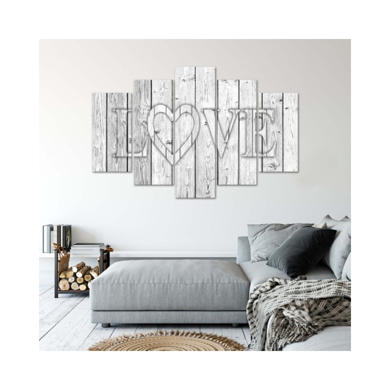 Bild auf Leinwand - Love Lettering Bretter Grau | Feeby