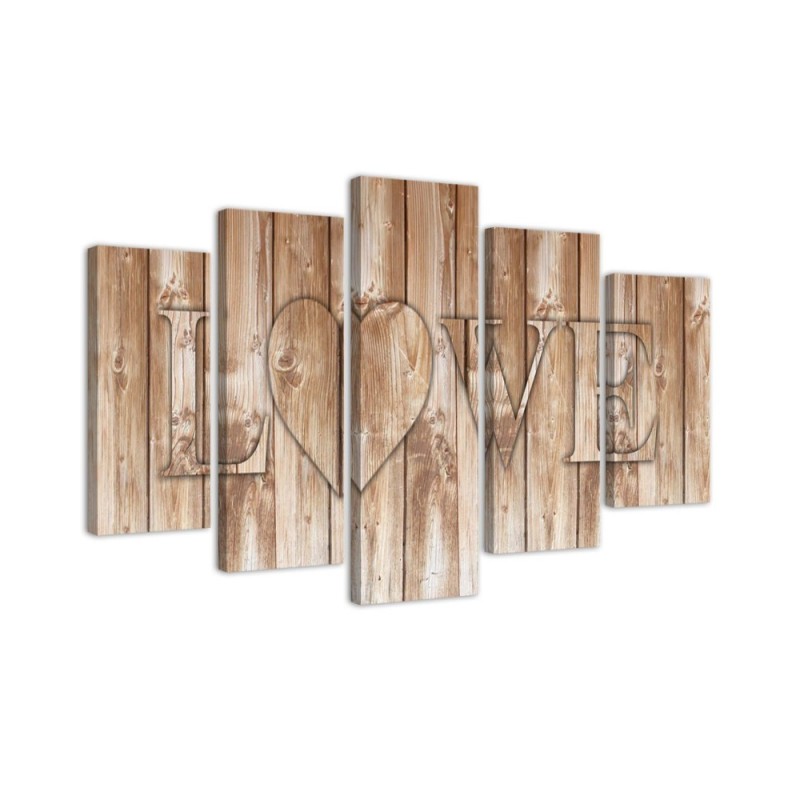 Leinwanddruck - Liebe Inschrift Bretter Braun | Feeby