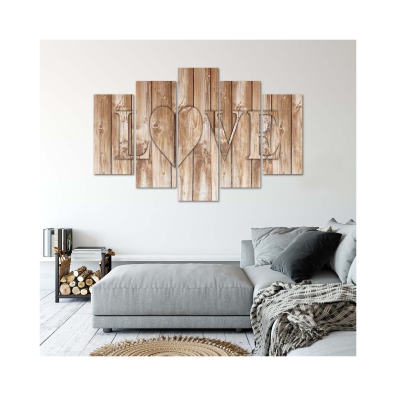 Leinwanddruck - Liebe Inschrift Bretter Braun | Feeby