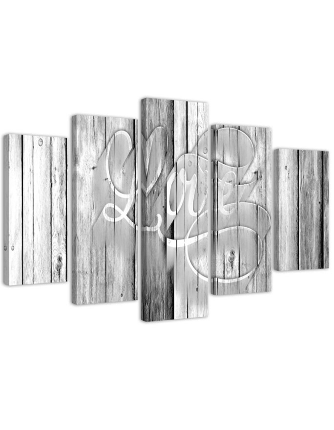Leinwandbild - Love Bretter Grau | Feeby