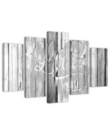 Love on grey boards wall painting for room, flat | FEEBY