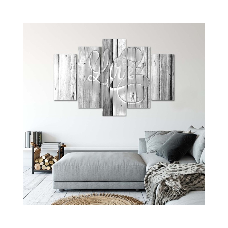 Leinwandbild - Love Bretter Grau | Feeby
