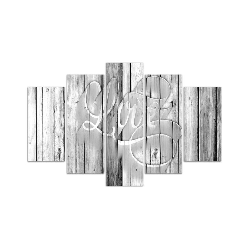 Leinwandbild - Love Bretter Grau | Feeby