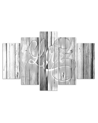 Leinwandbild - Love Bretter Grau | Feeby