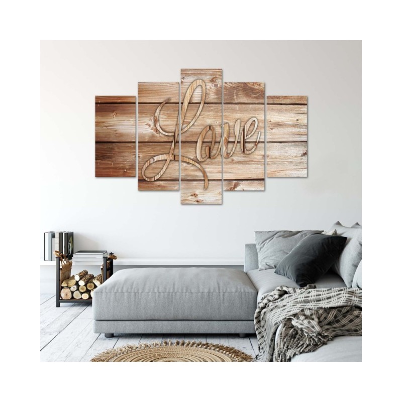 Bild auf Leinwand - Liebe Holz Vintage Braun | Feeby