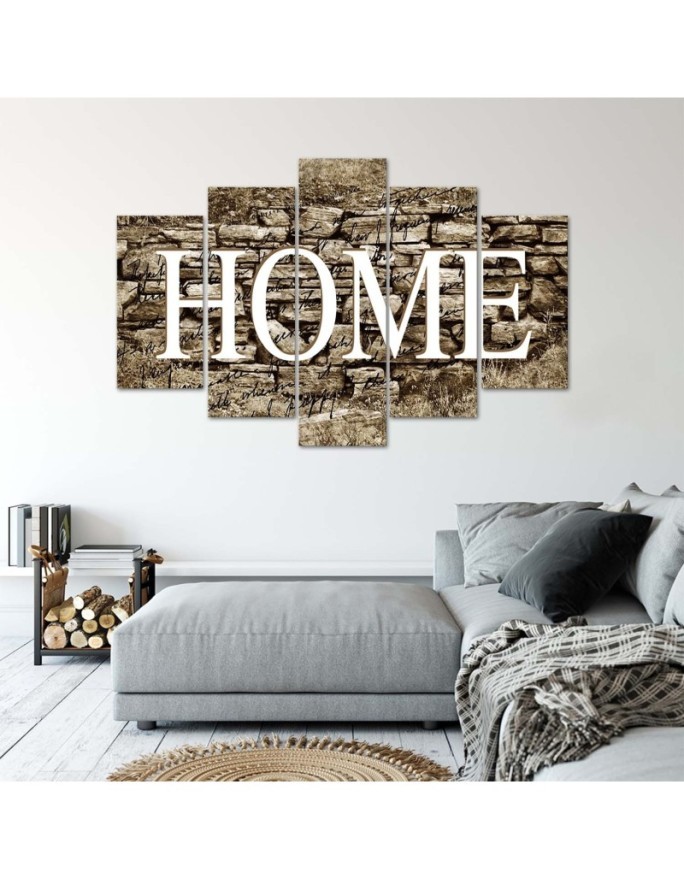 Obraz na płótnie canvas Napis Home na tle muru do jadalni | FEEBY