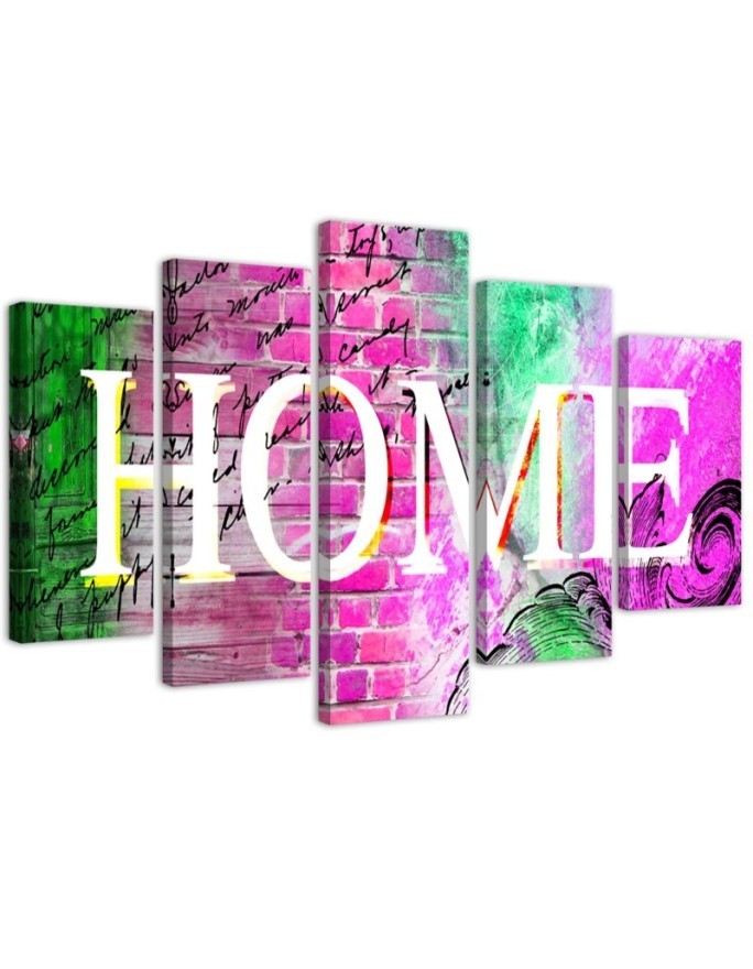 Leinwandbild - Home Wandinschrift Bunt | Feeby