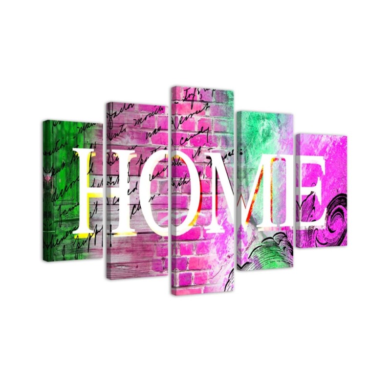 Leinwandbild - Home Wandinschrift Bunt | Feeby