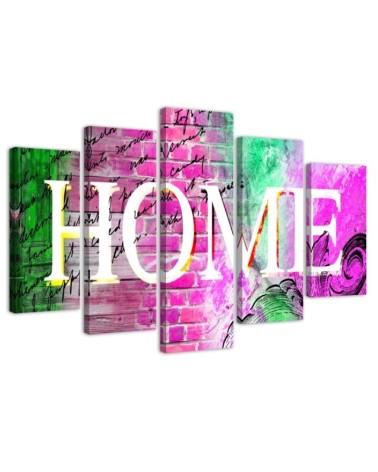 Leinwandbild - Home Wandinschrift Bunt | Feeby