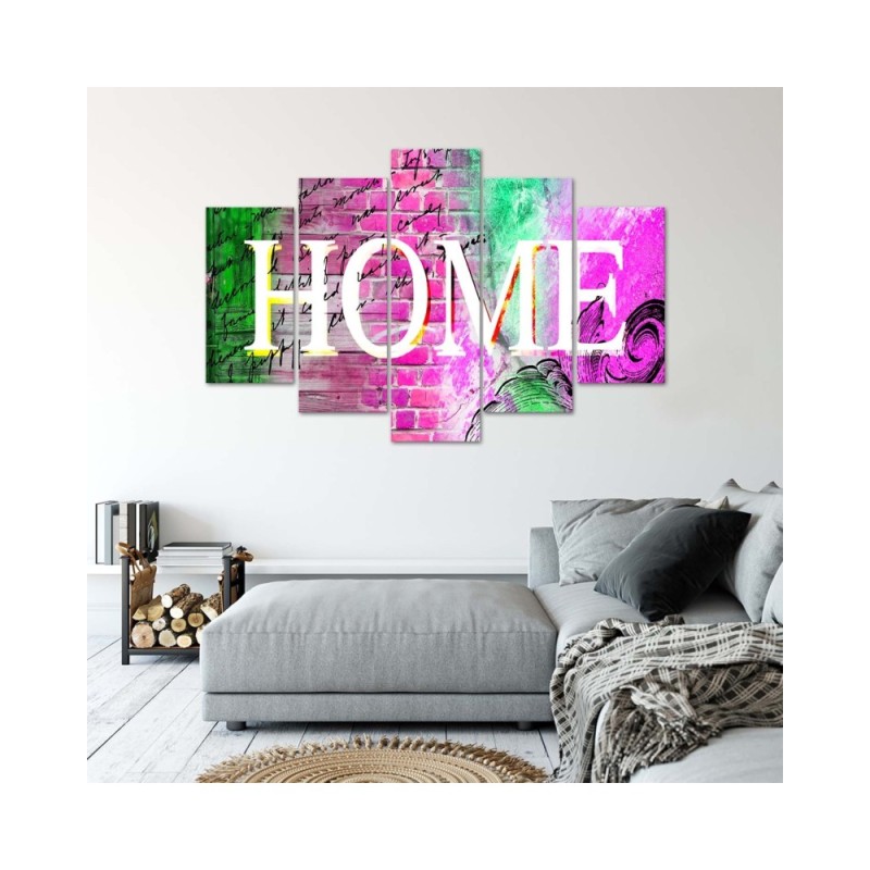 Leinwandbild - Home Wandinschrift Bunt | Feeby