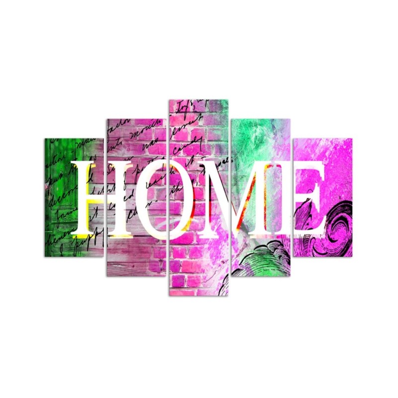 Leinwandbild - Home Wandinschrift Bunt | Feeby