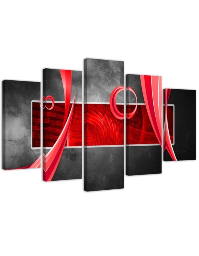 Modernes Wandbild - Abstrakt Grau Rot | Feeby