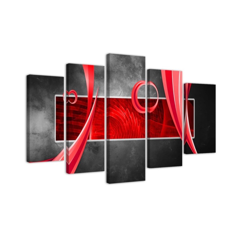 Modernes Wandbild - Abstrakt Grau Rot | Feeby