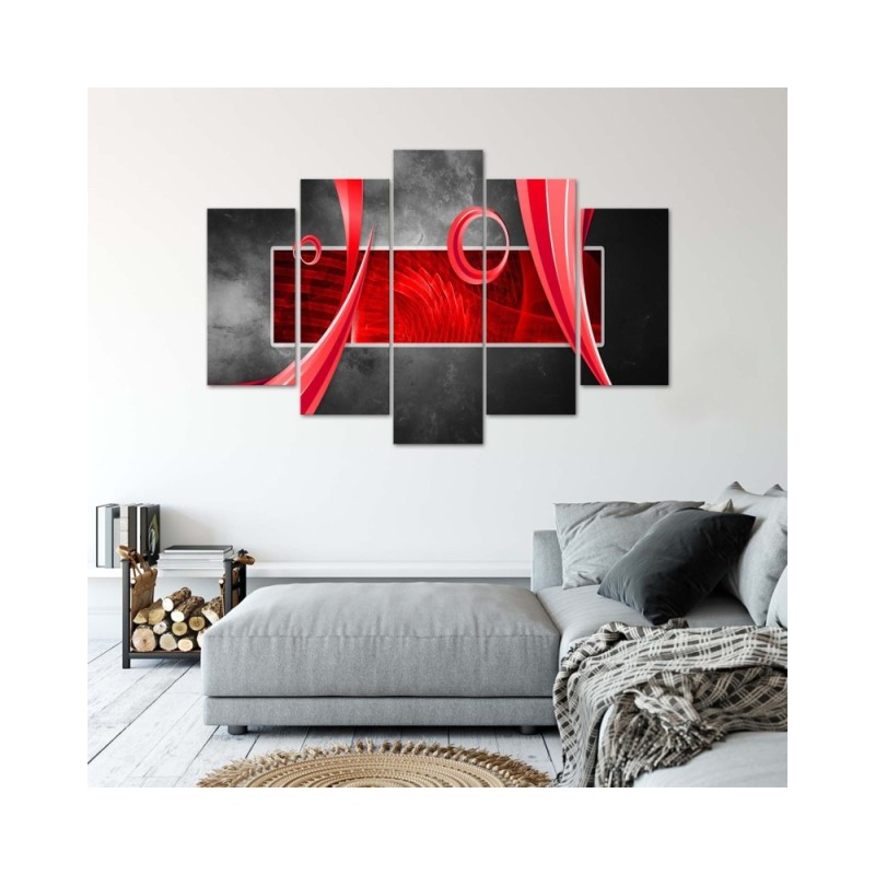Modernes Wandbild - Abstrakt Grau Rot | Feeby