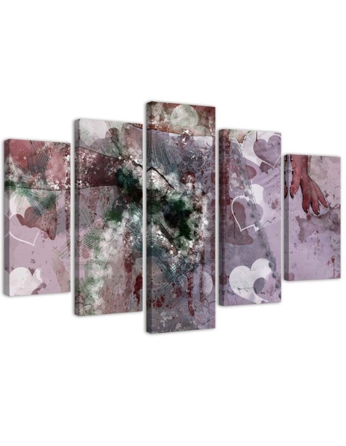 Leinwandbild - Abstrakt Herz Violett Lila | Feeby