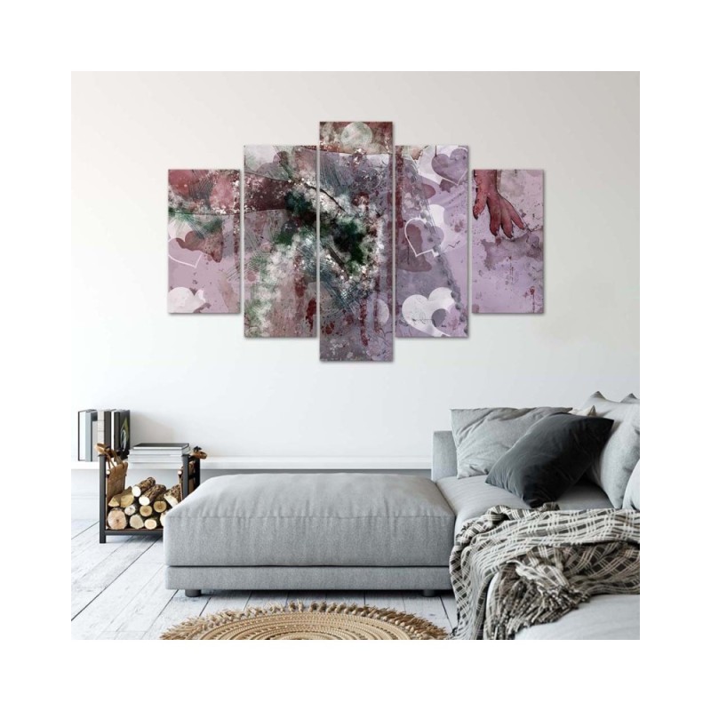 Leinwandbild - Abstrakt Herz Violett Lila | Feeby