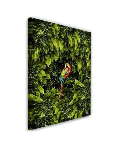 Wall art painting for living room Parrot in leaves | FEEBY