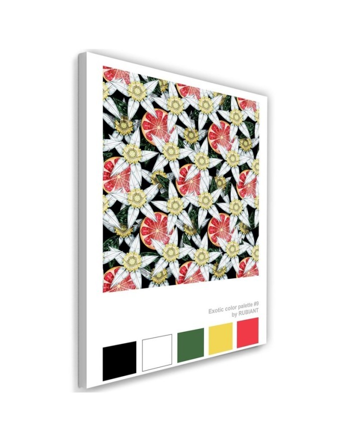 Canvas painting Grapefruit and white flowers Rubiant | FEEBY