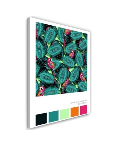Canvas prints printed on canvas Parrots in exotic leaves | FEEBY