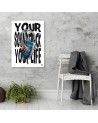 Canvas painting Caption and headphones tape recorder | FEEBY