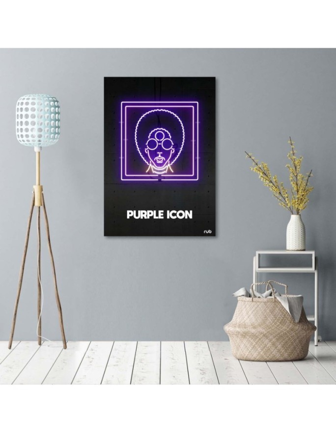 Wall art painting for youth room Purple icon neon | FEEBY