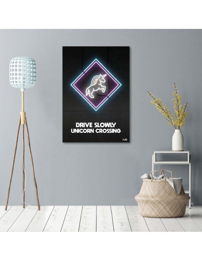 Jednorożec neon - do pokoju dziewczynki na ścianę | FEEBY