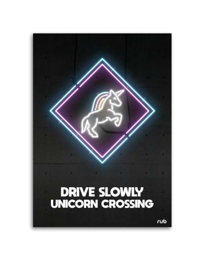 Jednorożec neon - do pokoju dziewczynki na ścianę | FEEBY