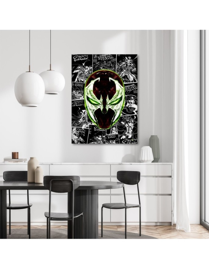 Green mask Canvas painting for youth room Rubiant | FEEBY