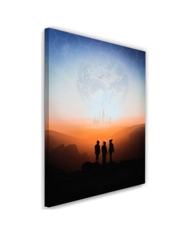 Wall art painting for office, living room Figures on city background | FEEBY
