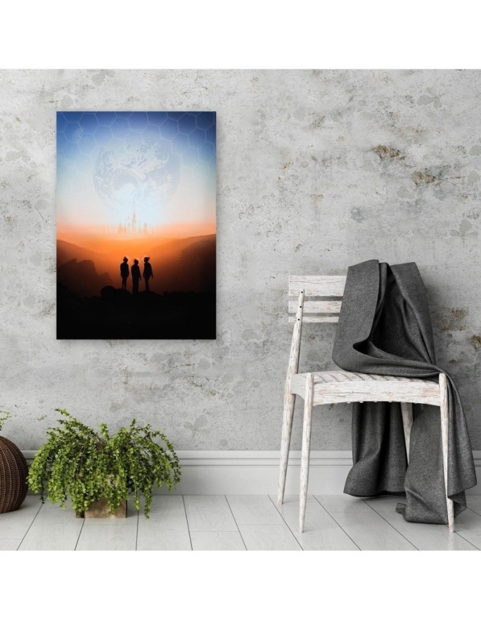 Wall art painting for office, living room Figures on city background | FEEBY