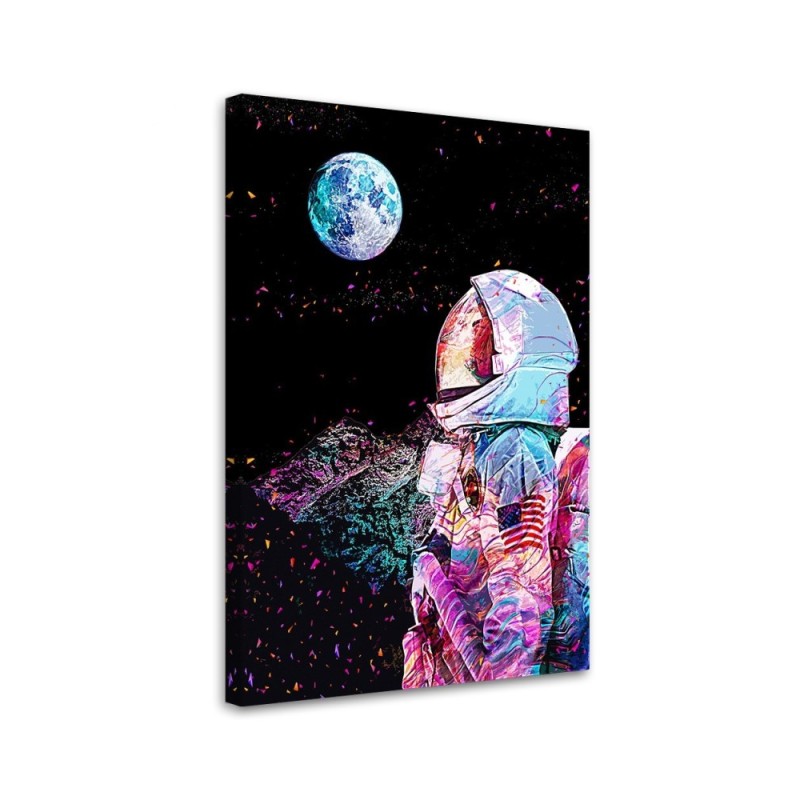 Obrazy na ścianę Neonowy Astronauta i widok na planete | FEEBY