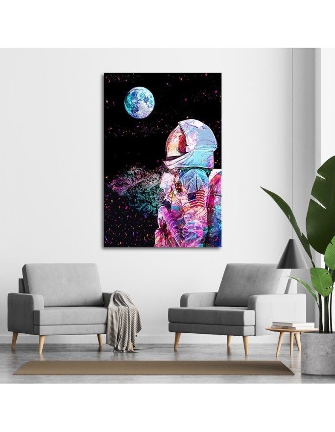 Obrazy na ścianę Neonowy Astronauta i widok na planete | FEEBY